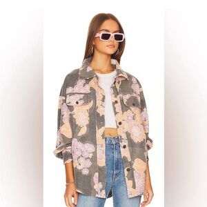 NWT Free People Ruby Printed Jacket Shacket Charcoal Combo Colorway size XS